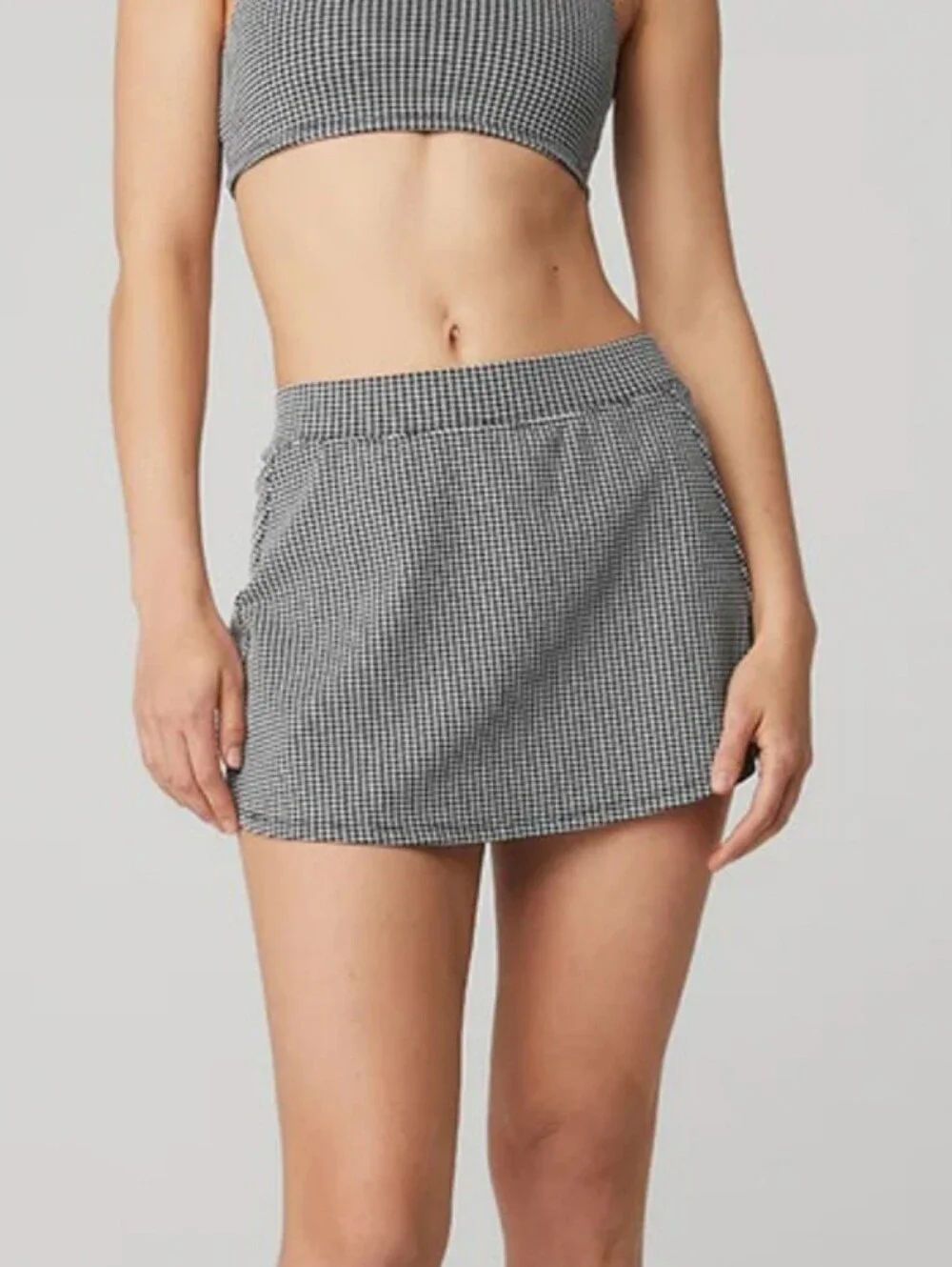 Alo Micro Houndstooth Tennis Skirt Build-in Shorts Pickleball Running